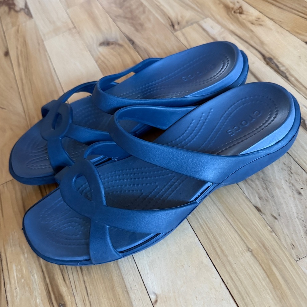 CROCS MELEEN TWIST BLUE SLIDE SANDALS WOMEN 10 NEW W/O TAGS